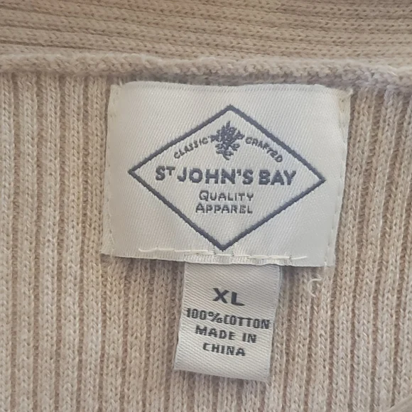 ST JOHNS BAY Open Front Ribbed Waterfall Comfort Cardigan Oatmeal NWOT - Picture 4 of 5